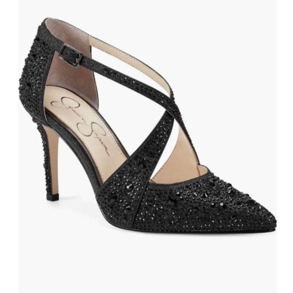 Jessica Simpson Accile Black Rhinestone Heels Size 8M – Worn Twice - Picture 2 of 10